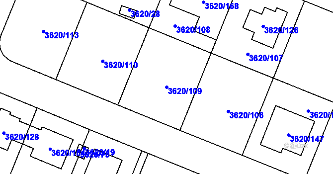 Parcela st. 3620/109 v KÚ Tachov, Katastrální mapa