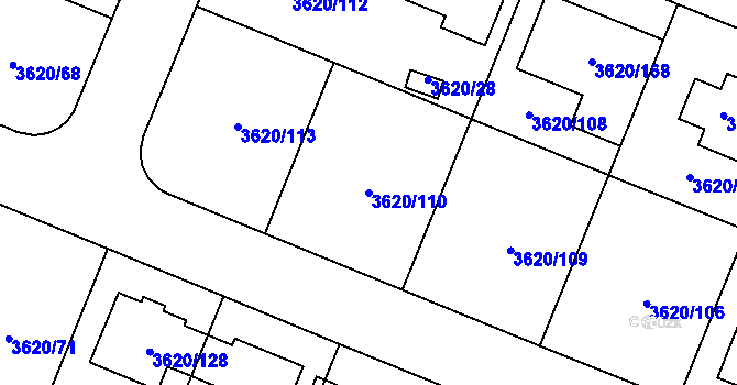 Parcela st. 3620/110 v KÚ Tachov, Katastrální mapa
