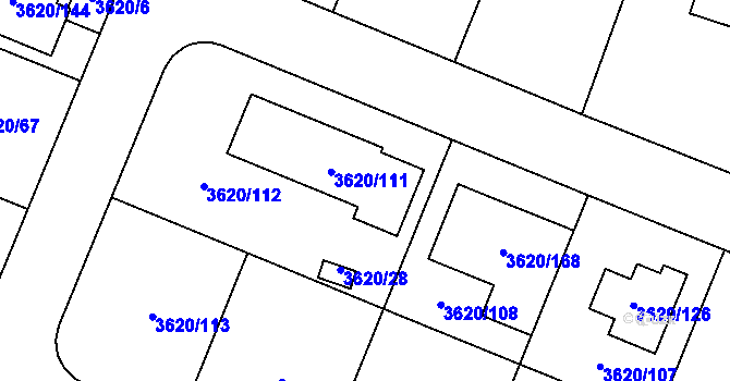 Parcela st. 3620/111 v KÚ Tachov, Katastrální mapa