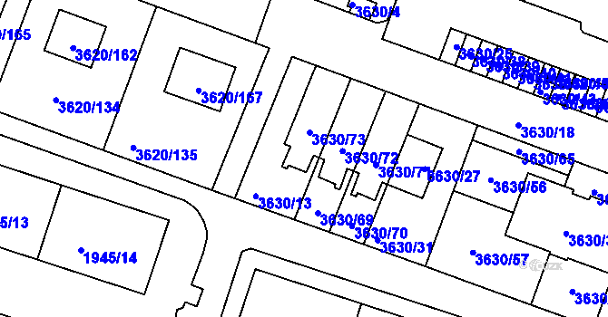 Parcela st. 3630/13 v KÚ Tachov, Katastrální mapa
