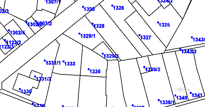 Parcela st. 1329/3 v KÚ Tachov, Katastrální mapa