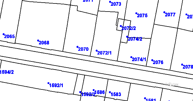 Parcela st. 2072/1 v KÚ Tachov, Katastrální mapa