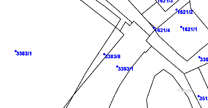 Parcela st. 3383/8 v KÚ Tachov, Katastrální mapa