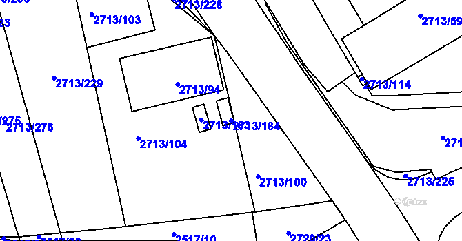 Parcela st. 2713/184 v KÚ Tachov, Katastrální mapa