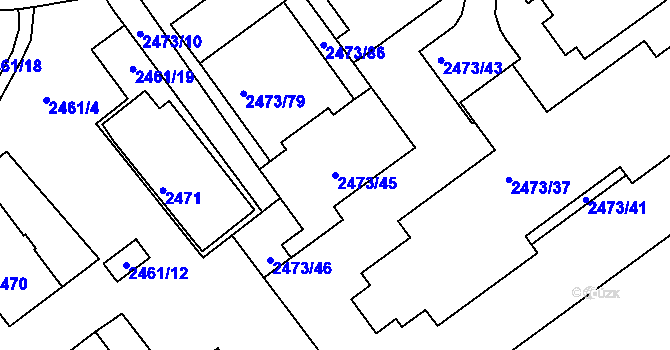 Parcela st. 2473/45 v KÚ Tachov, Katastrální mapa
