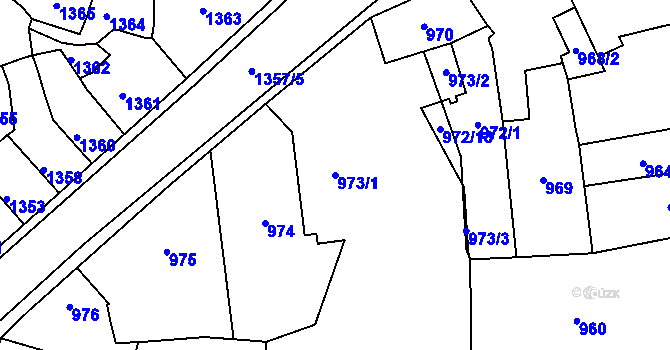 Parcela st. 973/1 v KÚ Tachov, Katastrální mapa