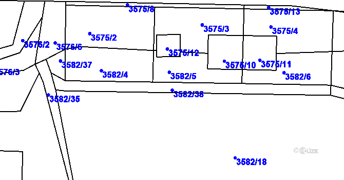 Parcela st. 3582/38 v KÚ Tachov, Katastrální mapa