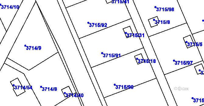 Parcela st. 3715/91 v KÚ Tachov, Katastrální mapa