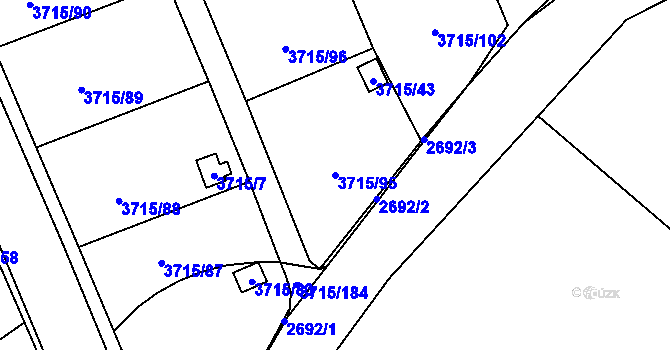 Parcela st. 3715/95 v KÚ Tachov, Katastrální mapa
