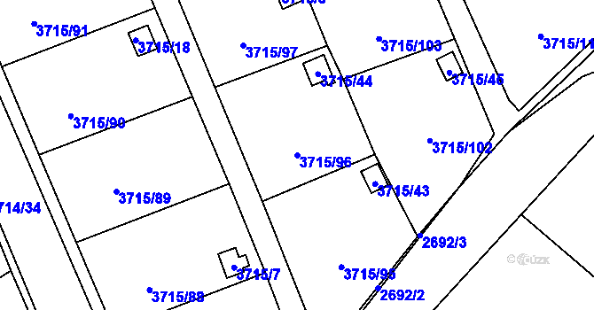 Parcela st. 3715/96 v KÚ Tachov, Katastrální mapa