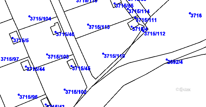 Parcela st. 3715/110 v KÚ Tachov, Katastrální mapa