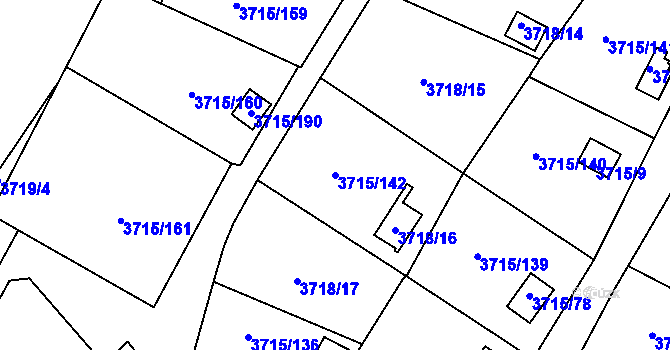 Parcela st. 3715/142 v KÚ Tachov, Katastrální mapa