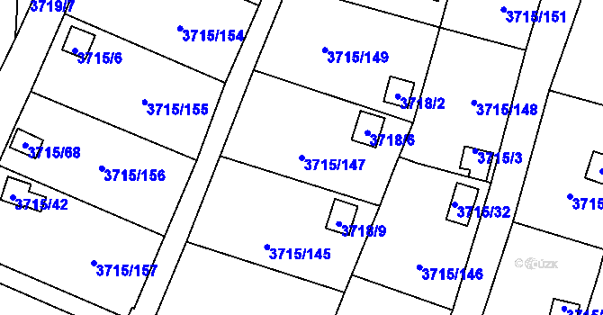 Parcela st. 3715/147 v KÚ Tachov, Katastrální mapa