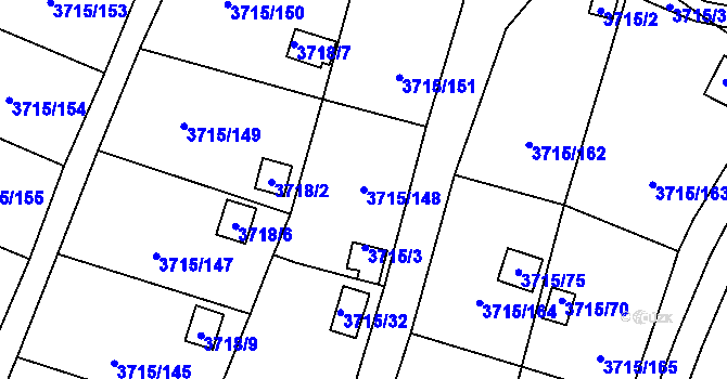Parcela st. 3715/148 v KÚ Tachov, Katastrální mapa