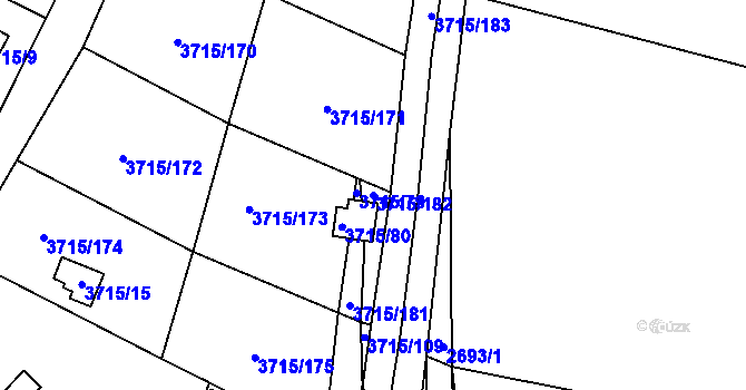 Parcela st. 3715/182 v KÚ Tachov, Katastrální mapa