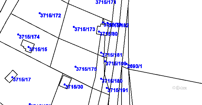Parcela st. 3715/181 v KÚ Tachov, Katastrální mapa