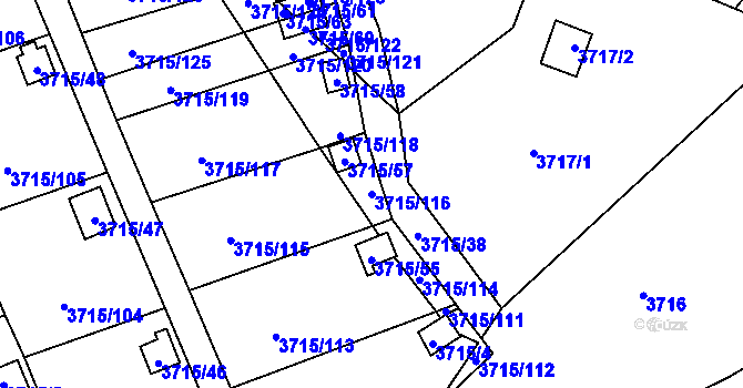Parcela st. 3715/116 v KÚ Tachov, Katastrální mapa