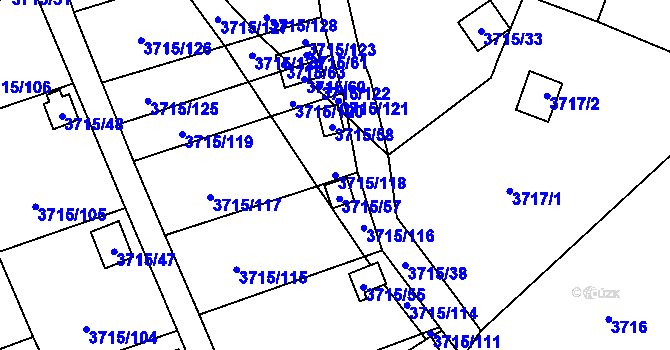 Parcela st. 3715/118 v KÚ Tachov, Katastrální mapa