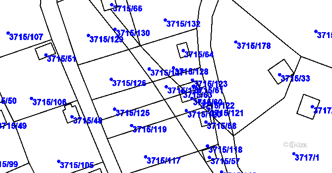 Parcela st. 3715/124 v KÚ Tachov, Katastrální mapa