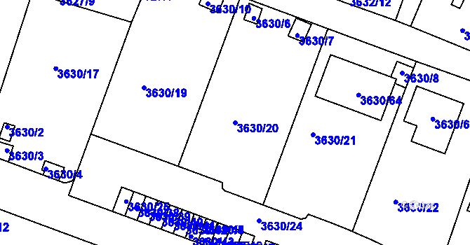 Parcela st. 3630/20 v KÚ Tachov, Katastrální mapa