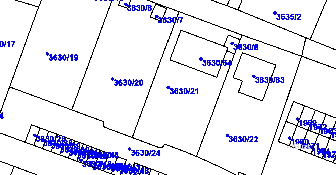 Parcela st. 3630/21 v KÚ Tachov, Katastrální mapa