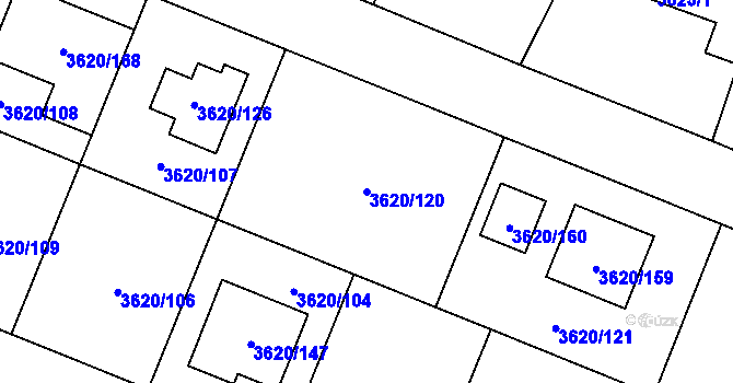 Parcela st. 3620/120 v KÚ Tachov, Katastrální mapa