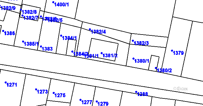 Parcela st. 1381/2 v KÚ Tachov, Katastrální mapa
