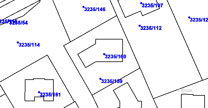 Parcela st. 3235/160 v KÚ Tachov, Katastrální mapa