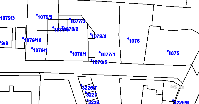 Parcela st. 1077/1 v KÚ Tachov, Katastrální mapa