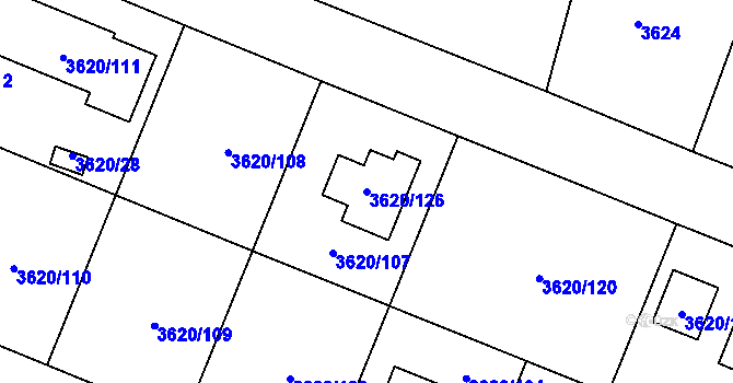 Parcela st. 3620/126 v KÚ Tachov, Katastrální mapa