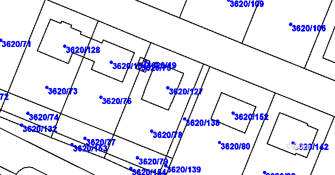 Parcela st. 3620/127 v KÚ Tachov, Katastrální mapa
