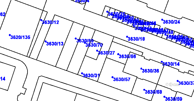 Parcela st. 3630/27 v KÚ Tachov, Katastrální mapa