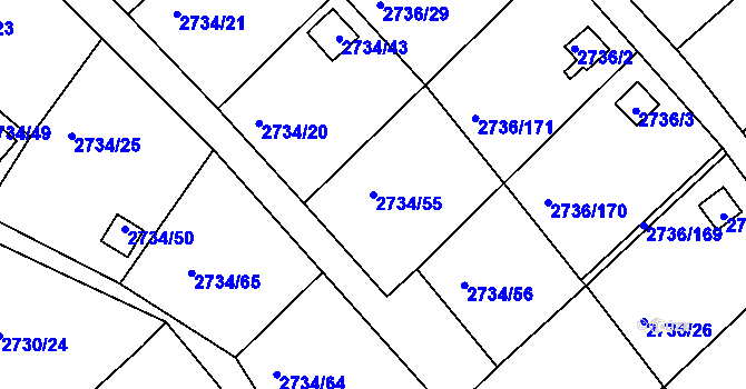 Parcela st. 2734/55 v KÚ Tachov, Katastrální mapa