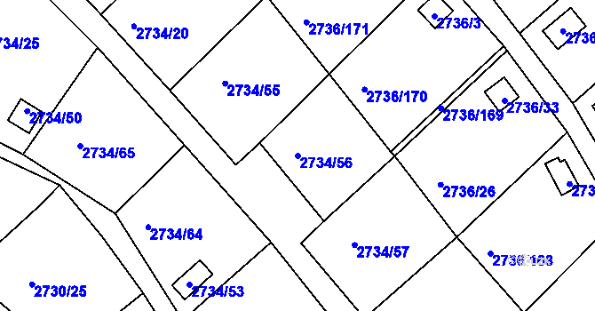 Parcela st. 2734/56 v KÚ Tachov, Katastrální mapa