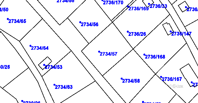 Parcela st. 2734/57 v KÚ Tachov, Katastrální mapa