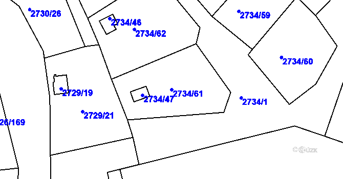 Parcela st. 2734/61 v KÚ Tachov, Katastrální mapa