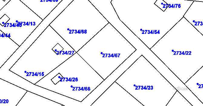 Parcela st. 2734/67 v KÚ Tachov, Katastrální mapa