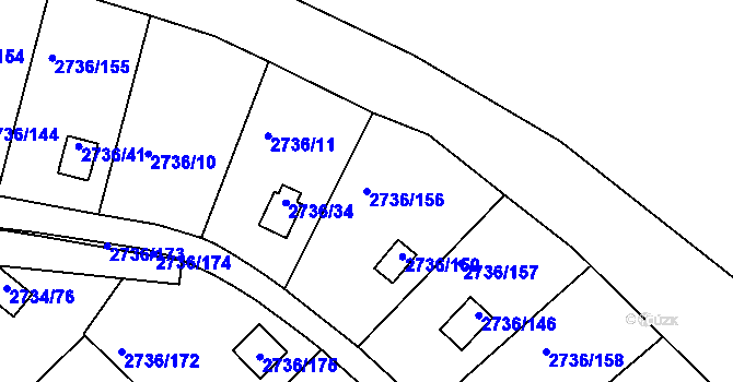 Parcela st. 2736/156 v KÚ Tachov, Katastrální mapa