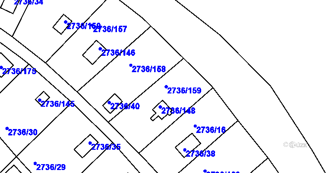 Parcela st. 2736/159 v KÚ Tachov, Katastrální mapa