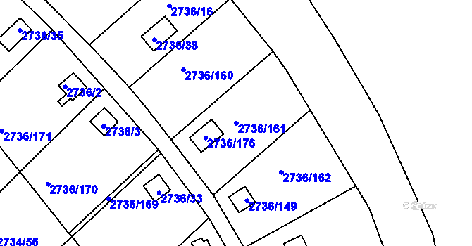 Parcela st. 2736/161 v KÚ Tachov, Katastrální mapa