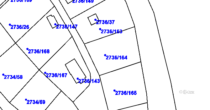 Parcela st. 2736/164 v KÚ Tachov, Katastrální mapa