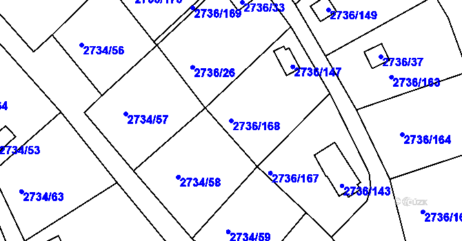 Parcela st. 2736/168 v KÚ Tachov, Katastrální mapa