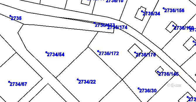 Parcela st. 2736/172 v KÚ Tachov, Katastrální mapa