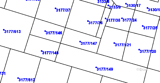 Parcela st. 3177/147 v KÚ Tachov, Katastrální mapa