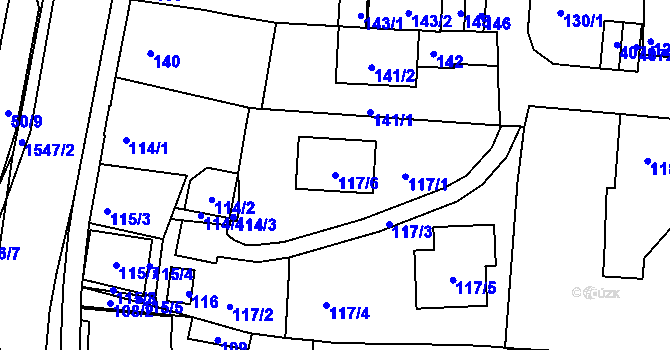 Parcela st. 117/6 v KÚ Tachov, Katastrální mapa