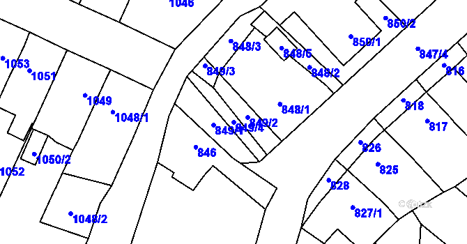 Parcela st. 849/4 v KÚ Tachov, Katastrální mapa