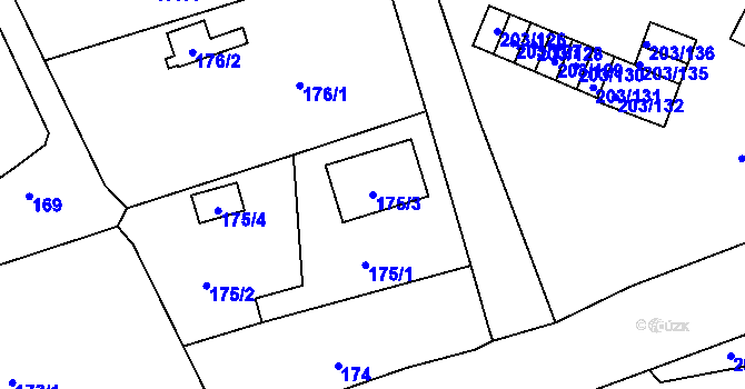 Parcela st. 175/3 v KÚ Tachov, Katastrální mapa