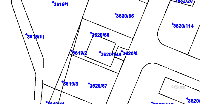 Parcela st. 3620/144 v KÚ Tachov, Katastrální mapa