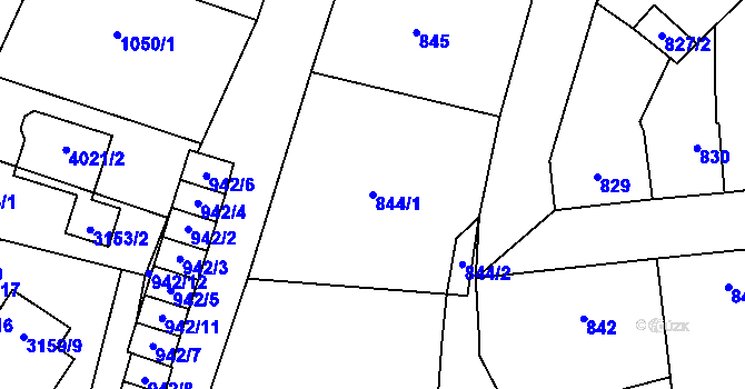 Parcela st. 844/1 v KÚ Tachov, Katastrální mapa