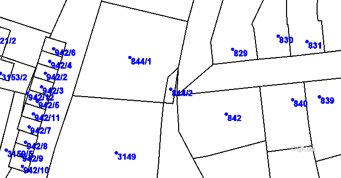 Parcela st. 844/2 v KÚ Tachov, Katastrální mapa